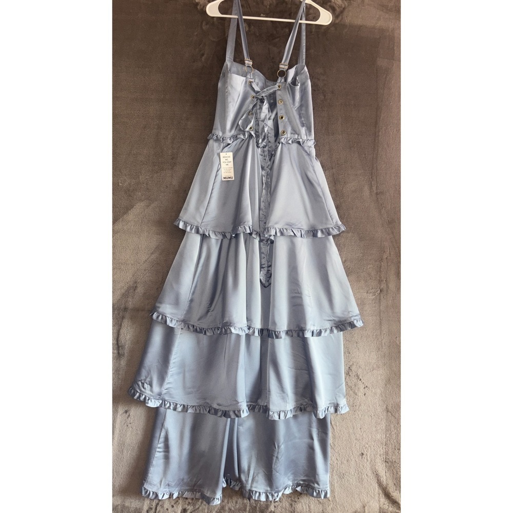 Show Me Your Mumu Lady Corset Dress Womens XL Steel Blue Luxe Satin Self Lined - Picture 10 of 15